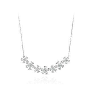 Fashion And Elegant Flower Necklace With Cubic Zirconia Silver - One Size