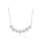 Fashion And Elegant Flower Necklace With Cubic Zirconia Silver - One Size