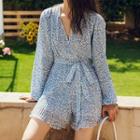 V-neck Floral Long-sleeve Playsuit