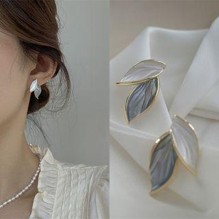 Leaf Glaze Earring 1 Pair - Gold & Blue - One Size