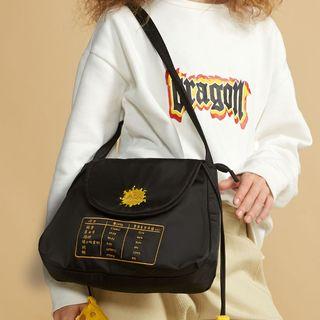 Embroidered Nylon Shoulder Bag Black - One Size