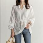 Drawstring Waist Blouse White - One Size