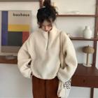 Long-sleeve Zipped Detail Shearling Pullover