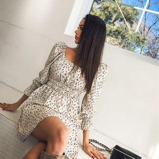 Two-way Smocked-trim Patterned Mini Dress With Sash