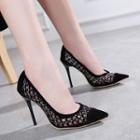 Rhinestone Cut Out Pointed Pumps