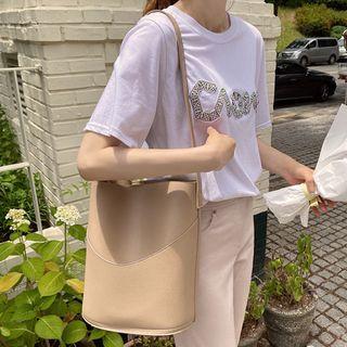 Letter-appliqu  Cotton T-shirt