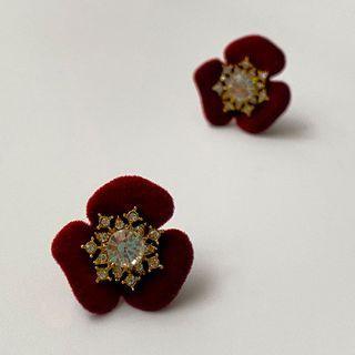 Flower Flannel Earring 1 Pair - Purple - One Size