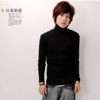 Turtleneck Long Sleeve T-shirt Black