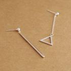 S925 Sterling Silver Triangle Non Matching Drop Earrings