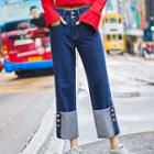 Buttoned Straight-leg Jeans