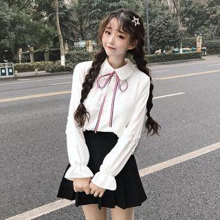 Lace Trim Blouse / High Waist Suspender Pants