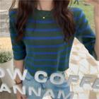 Striped Short-sleeve Top As Figure - One Size
