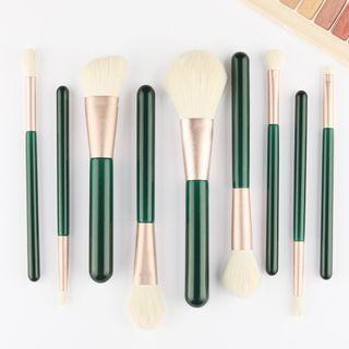 Set Of 9: Makeup Brush Set Of 9 - Green - One Size
