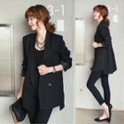 Double-button Dip-back Slit-side Blazer