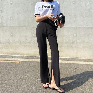 Deep-slit Straight-leg Pants