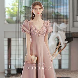 Short-sleeve Embellished Cocktail Dress