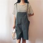 Set: Loose-fit Striped Short-sleeve T-shirt + Jumper Shorts