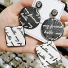 Rhinestone Lettering Faux Leather Dangle Earring 1 Pair - Black & White - One Size