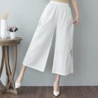 Embroidered Short-sleeve Top / Wide-leg Pants