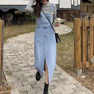Slit Denim Jumper Skirt