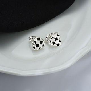 Heart Checker Sterling Silver Earring Love Heart Ring - Silver - One Size