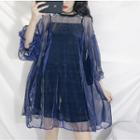 Set: Slipdress + 3/4-sleeve Sheer Mini Dress