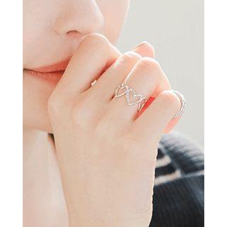 Heart & Pearl Overwork Ring Set (2 Pcs)