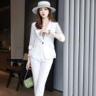 Elbow-sleeve Sheer Panel Blazer / Dress Pants