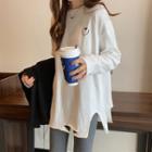 Long-sleeve Cartoon Embroidered Distressed T-shirt