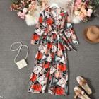 Printed Tie-waist Wide-leg Jumpsuit