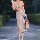 Short Sleeve Print T-shirt / Floral Print Pencil Skirt