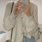 M Lange Rib-knit Cardigan Light Gray - One Size