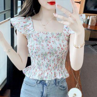 Floral Print Smocked Ruffled Camisole Top