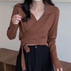Collar Wrap Knit Top