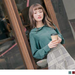 Peter Pan Collar Long Sleeve Chiffon Top