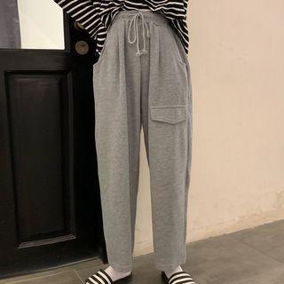 Drawstring Plain Knit Pants