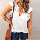 Notch Neck Ruffle Trim Tank Top
