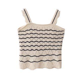 Striped Knit Camisole Top Stripes - Almond - One Size