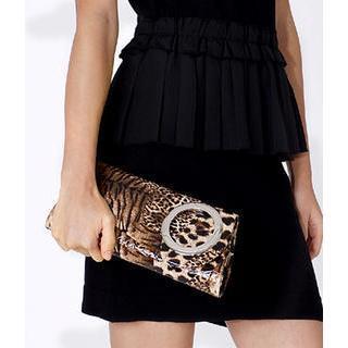 Mixed Animal Print Clutch Brown - One Size
