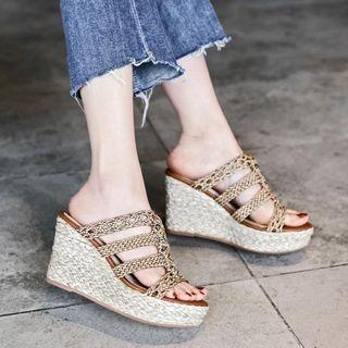 Braided Strap Espadrille Wedge Platform Sandals