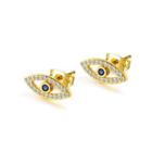 Fashion And Simple Plated Gold Devils Eye Earrings With Blue Cubic Zircon Golden - One Size