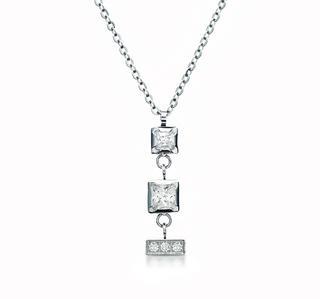 Vertical Crystals Necklace Silver - One Size