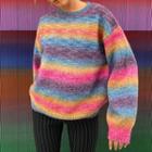 Long Sleeve Color-block Striped Loose-fit Sweater