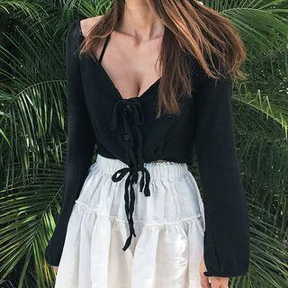 Tie-front Cropped Cardigan