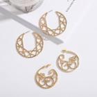 Perforated Ear Stud 1 Pair - E798 - Gold - One Size