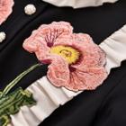 Frilled Trim Flower Embroidered A-line Dress