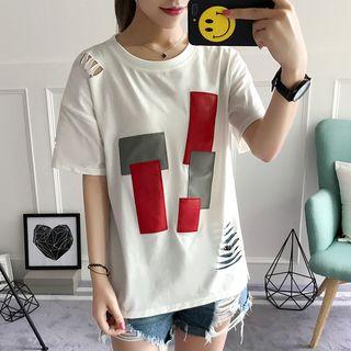Patchwork Ripped Short-sleeve T-shirt