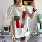 Patchwork Ripped Short-sleeve T-shirt