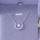 Cz Moon & Star Necklace Silver - One Size
