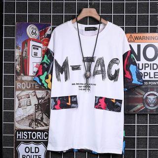 Print Panel Lettering Short-sleeve T-shirt
